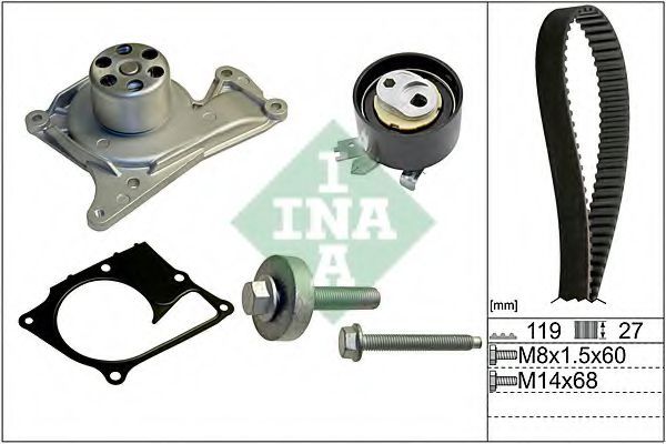 Set pompa apa + curea dintata RENAULT SCENIC III (JZ0/1) (2009 - 2016) INA 530 0607 30 piesa NOUA