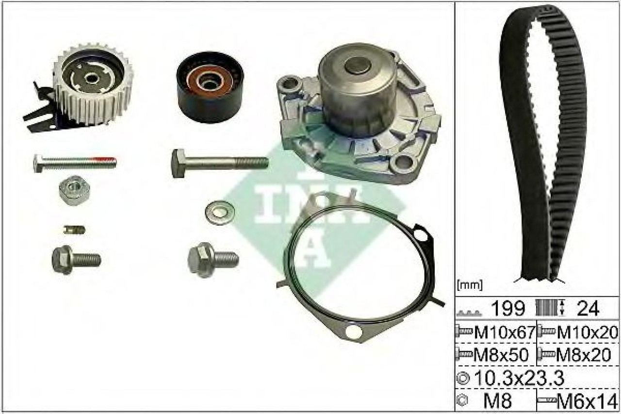 Set pompa apa + curea dintata SAAB 9-5 (YS3E) (1997 - 2009) INA 530 0562 30 piesa NOUA