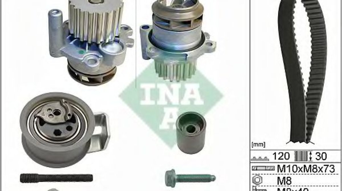 Set pompa apa + curea dintata SEAT AROSA (6H) (1997 - 2004) INA 530 0091 30 piesa NOUA