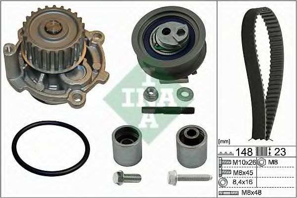 Set pompa apa + curea dintata SEAT LEON (1P1) (2005 - 2012) INA 530 0445 32 piesa NOUA