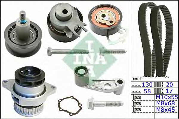 Set pompa apa + curea dintata SEAT TOLEDO II (1M2) (1998 - 2006) INA 530 0089 30 piesa NOUA