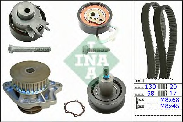 Set pompa apa + curea dintata SKODA OCTAVIA II (1Z3) (2004 - 2013) INA 530 0538 30 piesa NOUA
