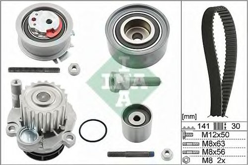 Set pompa apa + curea dintata SKODA OCTAVIA II (1Z3) (2004 - 2013) INA 530 0463 30 piesa NOUA
