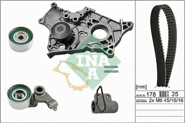 Set pompa apa + curea dintata TOYOTA AVENSIS (T22) (1997 - 2003) INA 530 0543 30 piesa NOUA