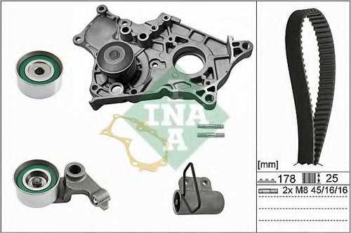 Set pompa apa + curea dintata TOYOTA COROLLA Verso (ZDE12, CDE12) (2001 - 2004) INA 530 0543 30 pies...