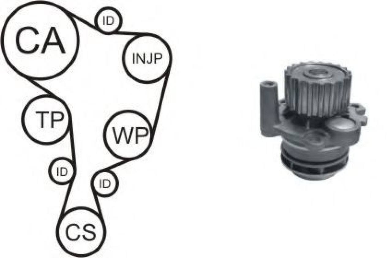 Set pompa apa + curea dintata VW BORA Combi (1J6) (1999 - 2005) AIRTEX WPK-937802 piesa NOUA