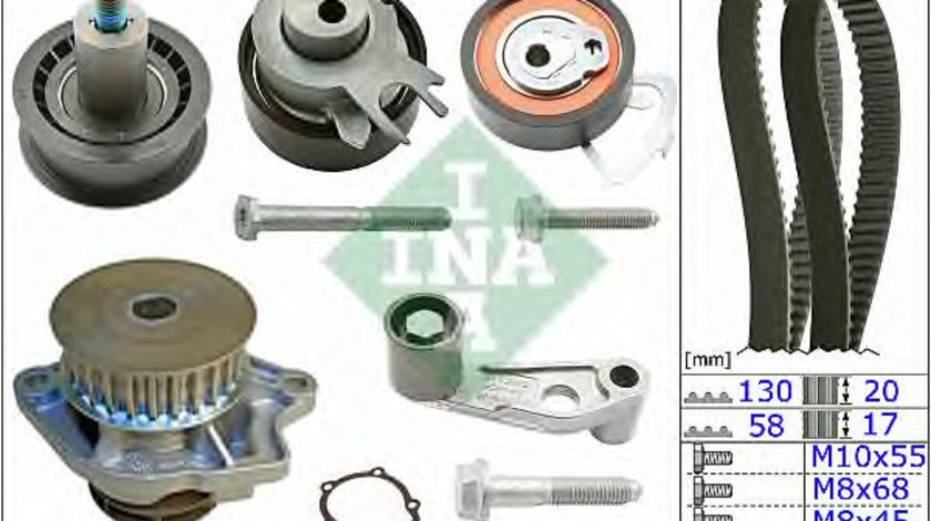 Set pompa apa + curea dintata VW GOLF IV (1J1) (1997 - 2005) INA 530 0360 30 piesa NOUA