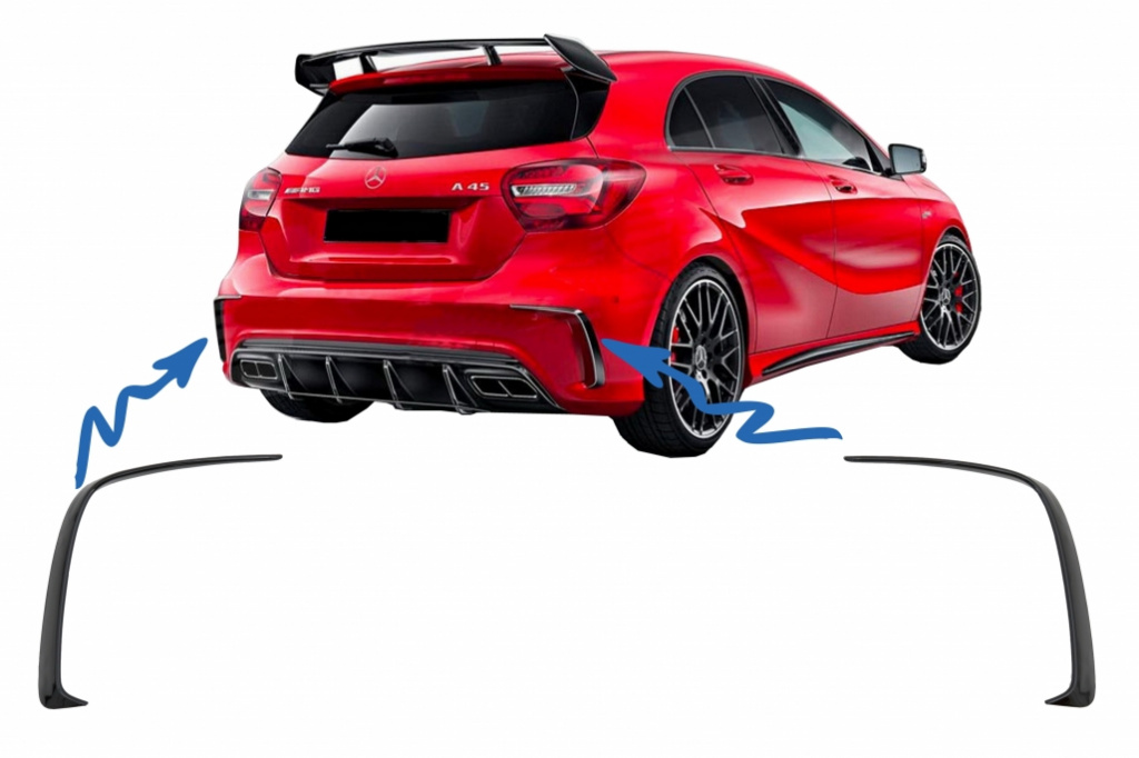 Set Prelungiri Extensii Bara Spate Compatibil Cu Mercedes-Benz A-Class W176 2012-2018 A45 Design RBSPMBW176AMG