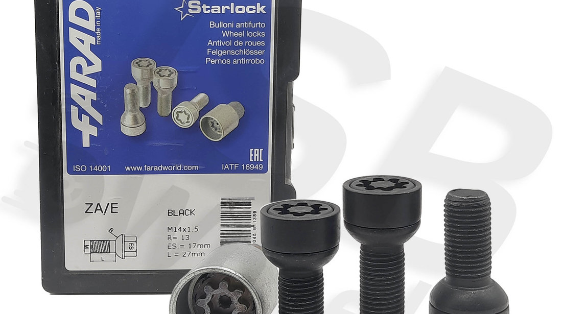 Set prezoane antifurt negre Starlock M14x1.5 VW, Seat, Audi, Skoda