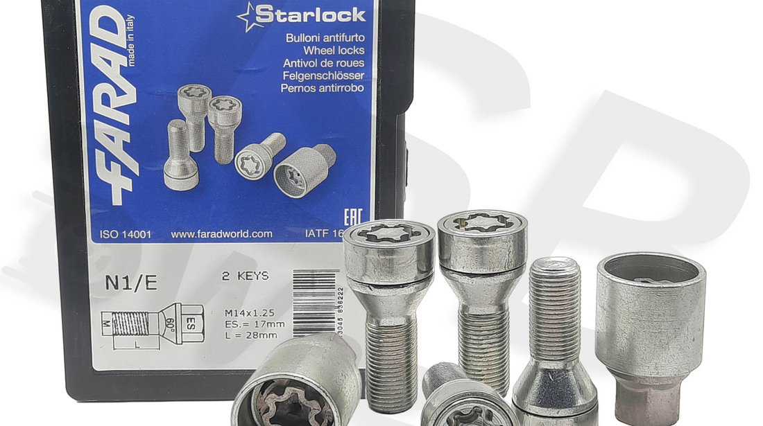 Set prezoane antifurt Starlock cu 2 chei M14x1.25 BMW, Mini