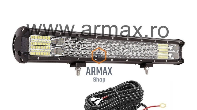 Set proiector auto led bar offroad camion atv 324w 60 cm + kit cablaj cu releu si buton