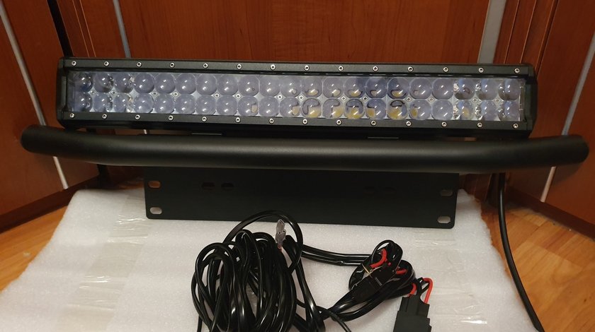 Set proiector led bar 51cm 126w 4d cu mini bullbar si suport numar