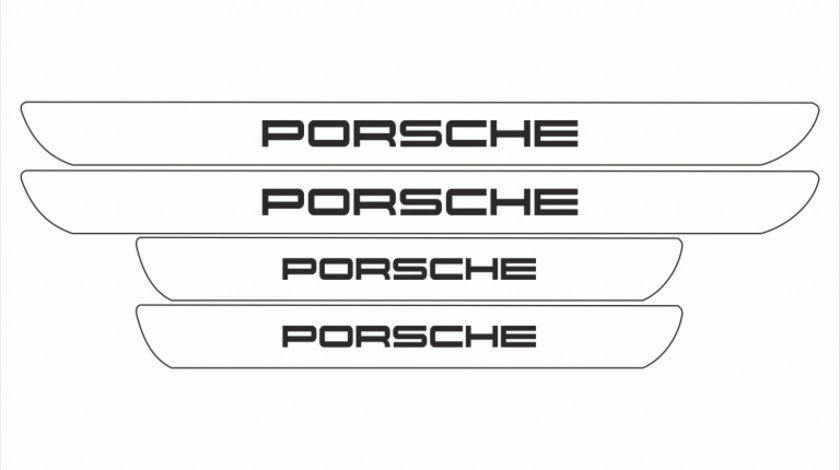 Set Protectie Praguri Sticker Porsche Alb