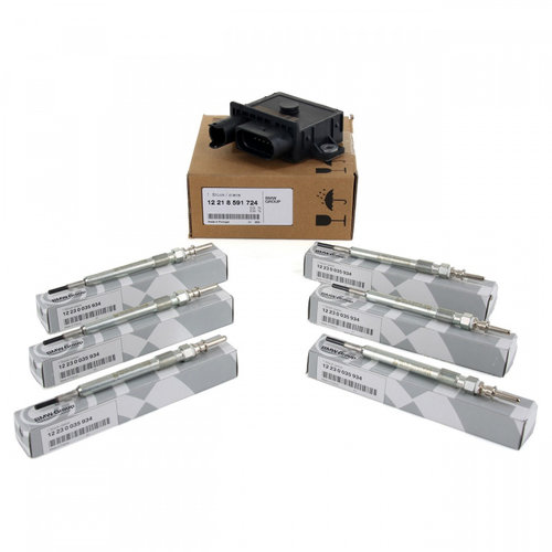 Set Releu Bujii Incandescente + 6 Bujii Incandescente Oe Bmw Seria 3 E91 2005-2012 12218591724 + 6 X...