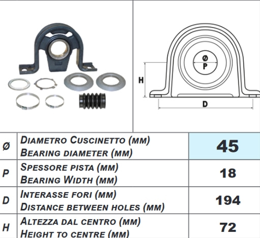 Set Reparatie, Rulment Intermediar Arbore Cotit Lema Dodge 2760.12