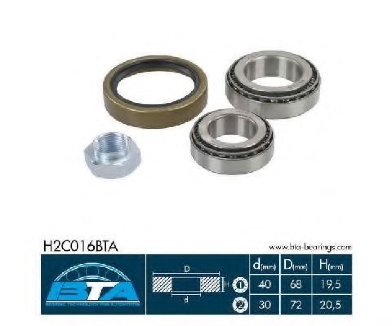 Set rulment roata PEUGEOT BOXER platou / sasiu (ZCT) (1994 - 2002) BTA H2C016BTA piesa NOUA