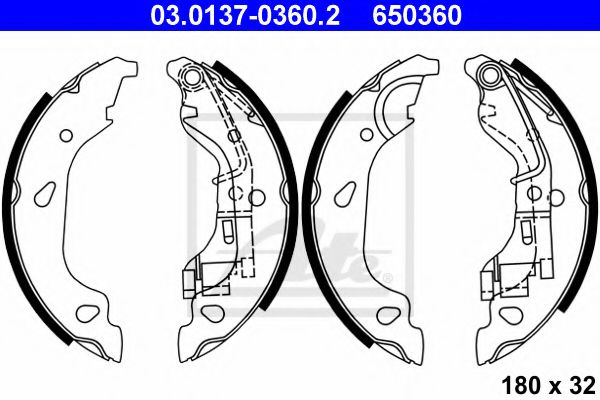 Set saboti frana FIAT PUNTO Van (188AX) (2000 - 2009) ATE 03.0137-0360.2 piesa NOUA