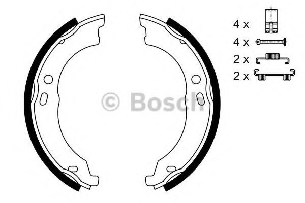 Set saboti frana, frana de mana PEUGEOT BOXER bus (2006 - 2016) BOSCH 0 986 487 726 piesa NOUA