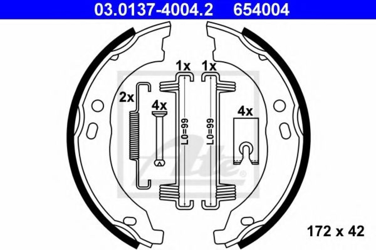 Set saboti frana, frana de mana PEUGEOT BOXER caroserie (2006 - 2016) ATE 03.0137-4004.2 piesa NOUA