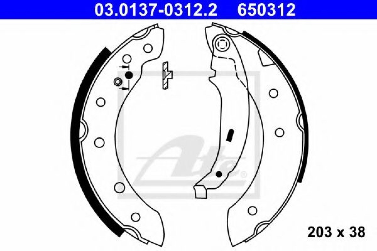 Set saboti frana PEUGEOT 206 Hatchback (2A/C) (1998 - 2016) ATE 03.0137-0312.2 piesa NOUA