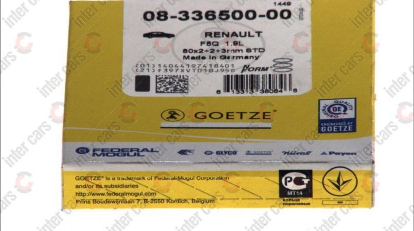 Set segmenti piston RENAULT CLIO I B/C57 5/357 Producator GOETZE ENGINE 08-336500-00