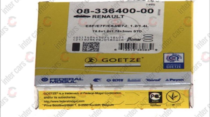 Set segmenti piston RENAULT MEGANE Scenic JA0/1 Producator GOETZE ENGINE 08-336400-00