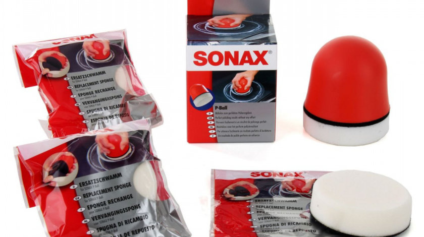 Set Sonax Bila Burete Polish Lustruit P-Ball 417341 + 3 X Sonax Burete De Schimb Pentru Bila De Polishare 417241