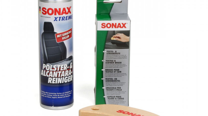 Set Sonax Spuma Pentru Curatarea Tapiteriei Si Alcantara Xtreme 400ML 206300 + Sonax Perie Curatat Tapiterie Textil Si Piele 416741