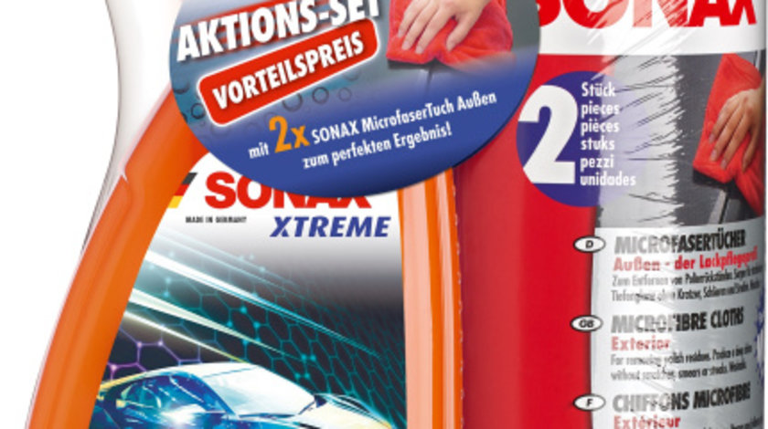 Set Sonax Xtreme Ceramic Quick Detailer Solutie Detailing Rapid Ceramica 750ML 268400 + Sonax Set 2 Buc Laveta Microfibra Curatare Exterioara 416241