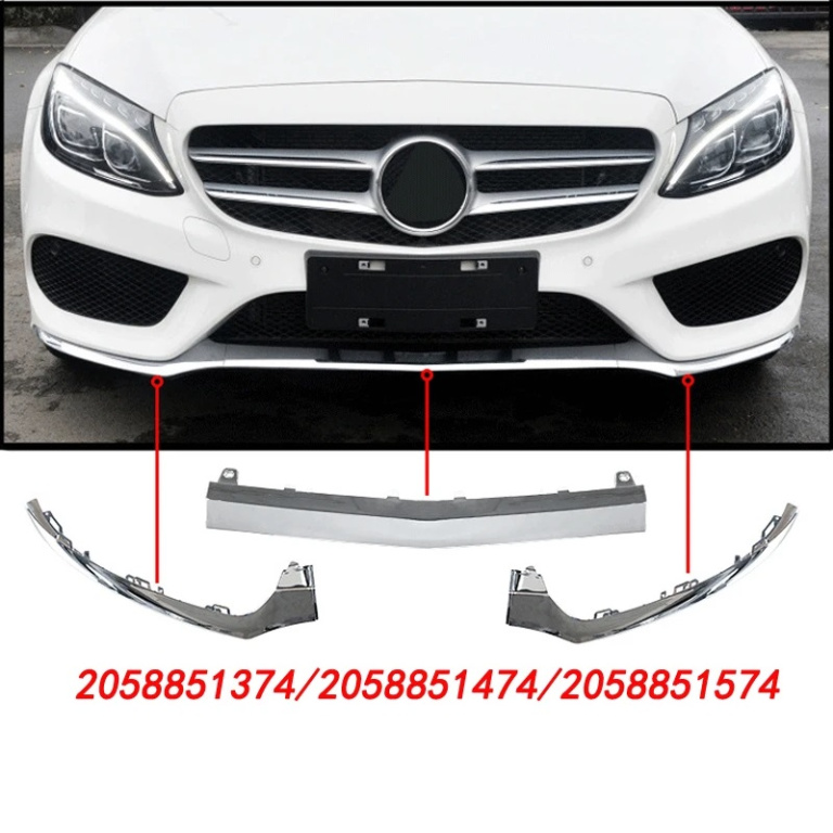 Set Spoiler Bara Fata Dreapta + Stanga + Central Crom Blic Mercedes-Benz C-Class C205 2015→ AMG 5511-00-3521225P + 5511-00-3521226P + 5511-00-3521224P
