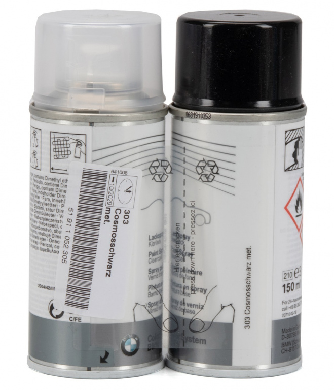 Set Spray Vopsea + Lac Oe Bmw Negru Black 303 150ML 51911052305