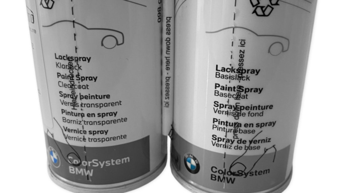 Set Spray Vopsea + Lac Oe Bmw Negru Black U668 150ML 51915A55B65