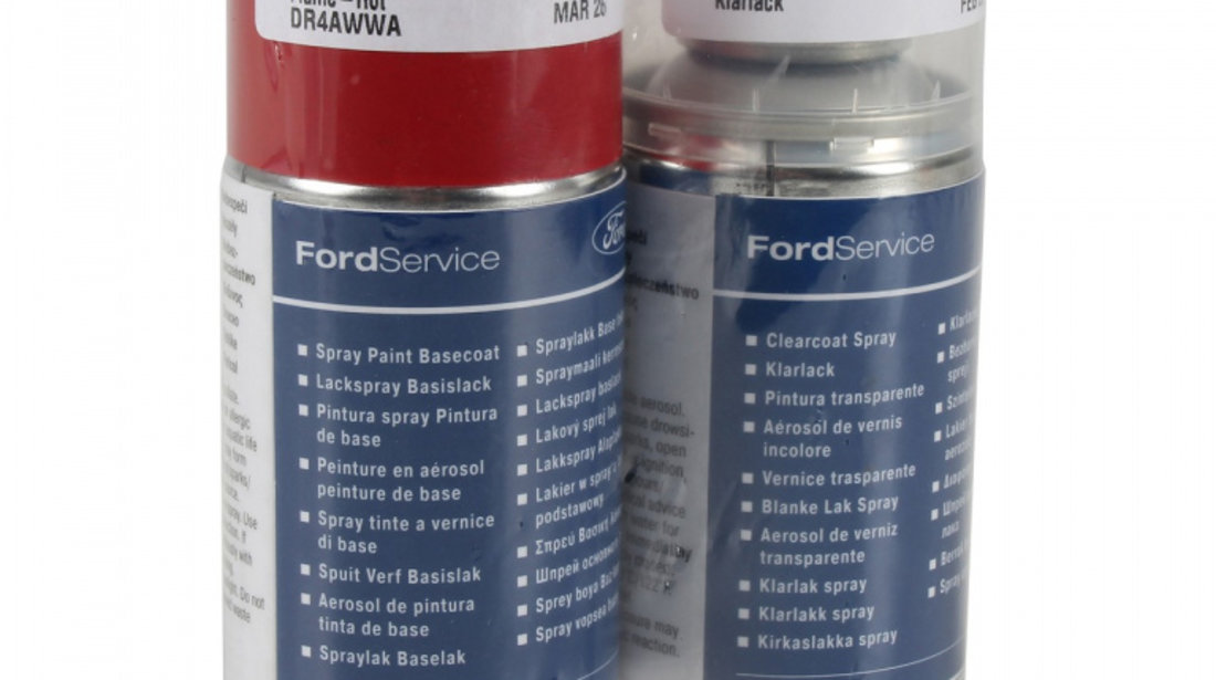 Set Spray Vopsea + Lac Oe Ford Rosu Rote Flame Metalizat DR4AWWA 150ML 1782832