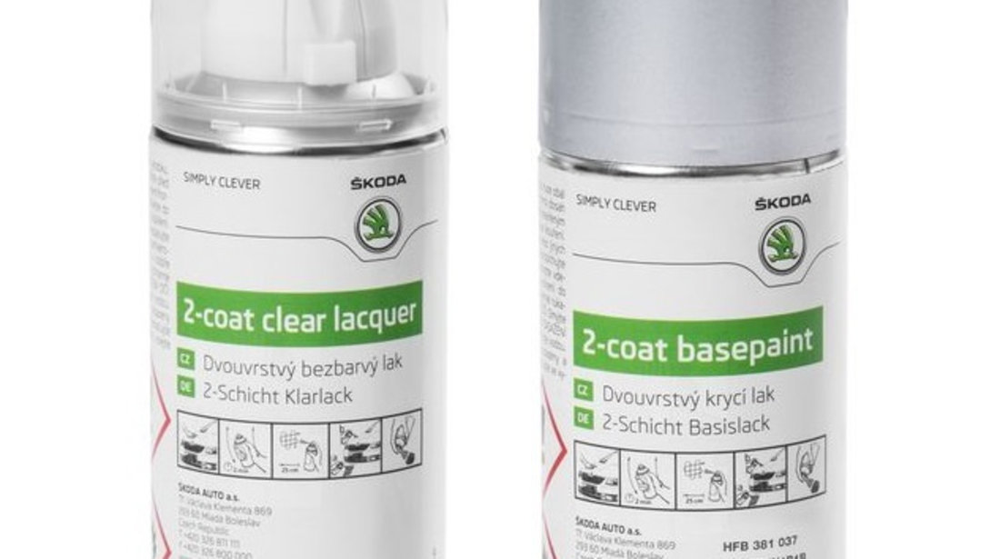 Set Spray Vopsea + Lac Oe Skoda Diamant Silver 9102/F7T/1B1B 150ML HFB381037