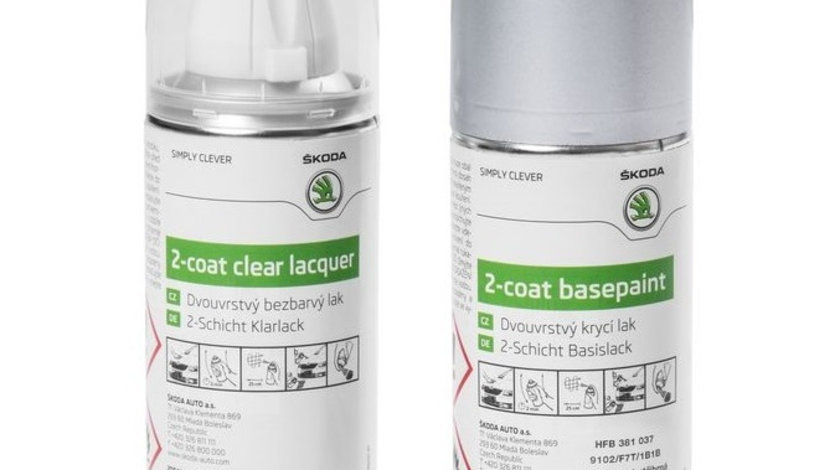 Set Spray Vopsea + Lac Oe Skoda Diamant Silver 9102/F7T/1B1B HFB381037