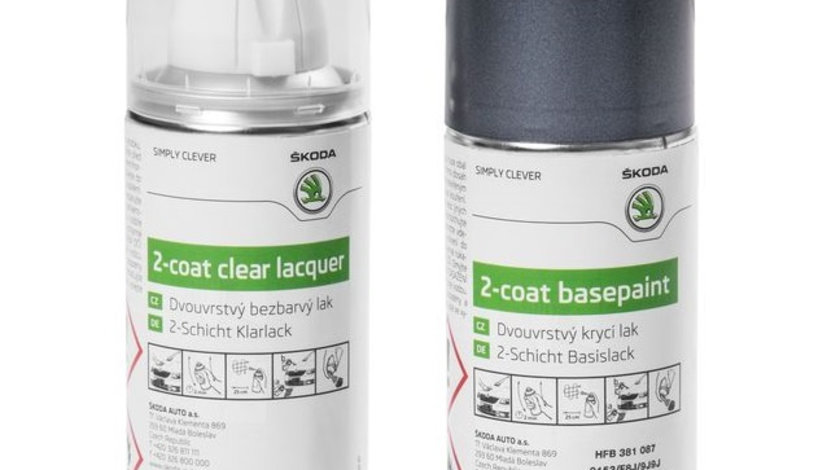 Set Spray Vopsea + Lac Oe Skoda Grey Anthracite Metallica 9153/F8J/9J9J 150ML HFB381087