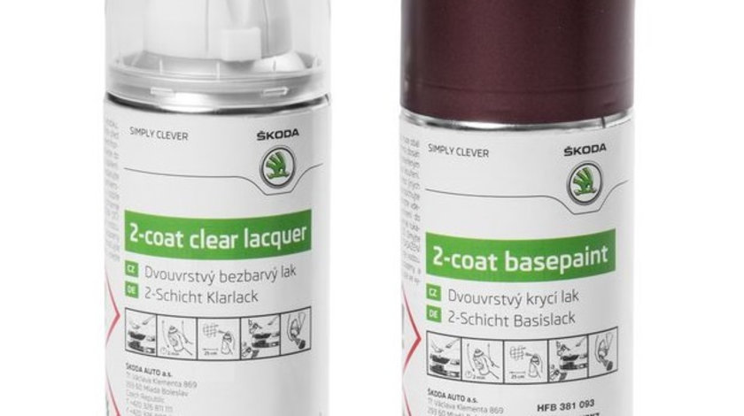 Set Spray Vopsea + Lac Oe Skoda Rosso Brunello Metaliza F3X/X7X7 150ML HFB381093