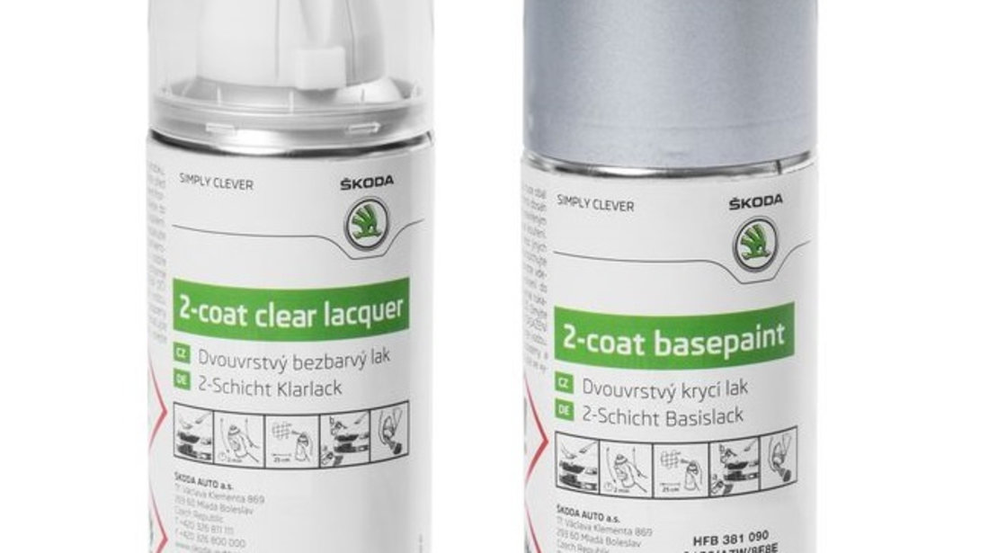 Set Spray Vopsea + Lac Oe Skoda Silver Brilliant 9156/A7W/8E 150ML HFB381090