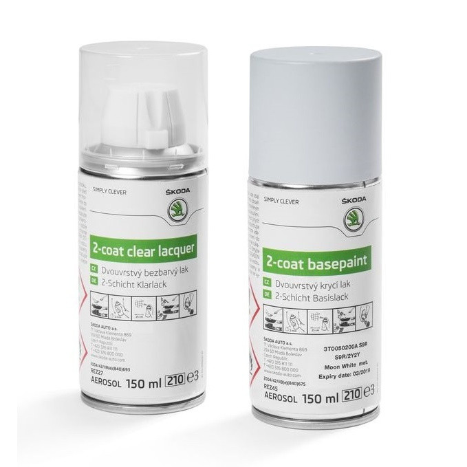 Set Spray Vopsea + Lac Oe Skoda White Laser F9F/J3J3 3T0050200AF9F