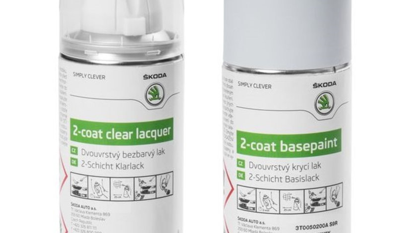 Set Spray Vopsea + Lac Oe Skoda White Laser F9F/J3J3 150ML 3T0050200AF9F