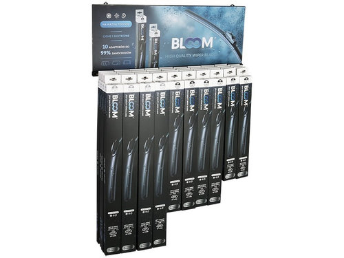 Set stergator Fără Rame Bloom Multifit Cu 10 Adaptoare, 40 Buc + Display Suspendat BEWM40