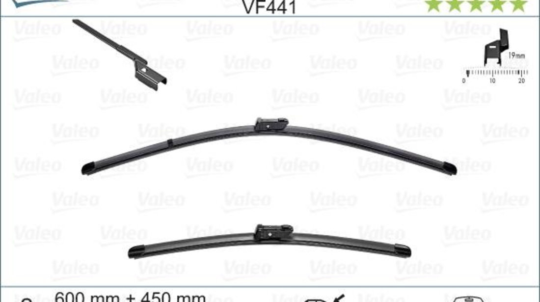 Set Stergator Parbriz Valeo Silencio Flat Blade Set Volkswagen Caddy 3 2004-2015 VF441 574641