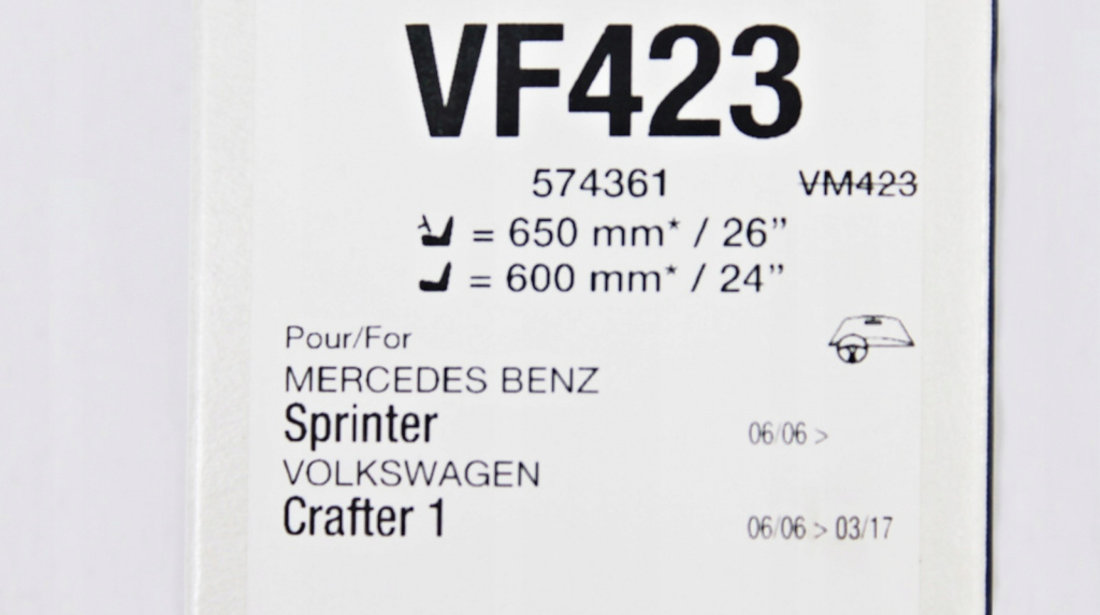 Set Stergator Parbriz Valeo Silencio Flat Blade Set Mercedes-Benz Sprinter 2 2006→ VF423 574361