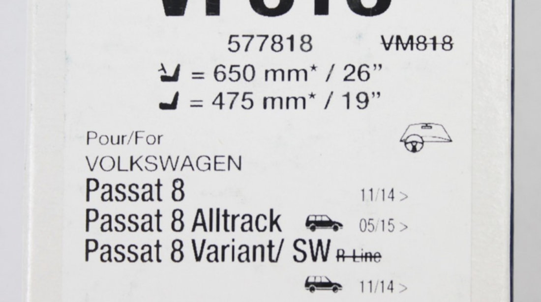 Set Stergator Parbriz Valeo Silencio Flat Blade Set Volkswagen Arteon 2017→ VF818 577818