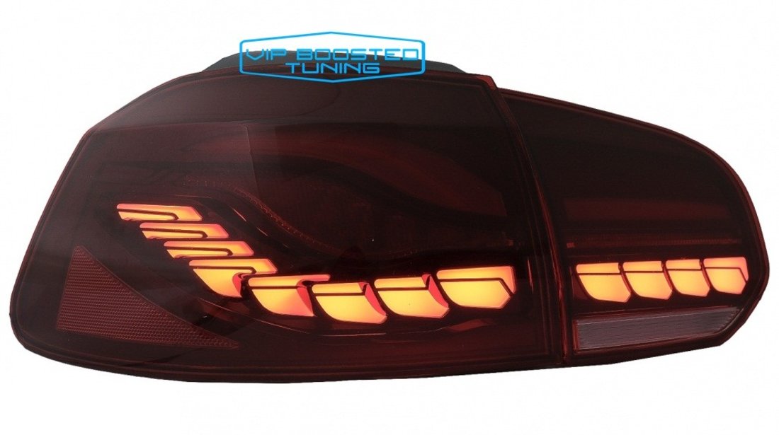 Set Stopuri Full LED VW Golf 6 VI (2008-2013) Rosu Fumuriu cu Semnal Dinamic