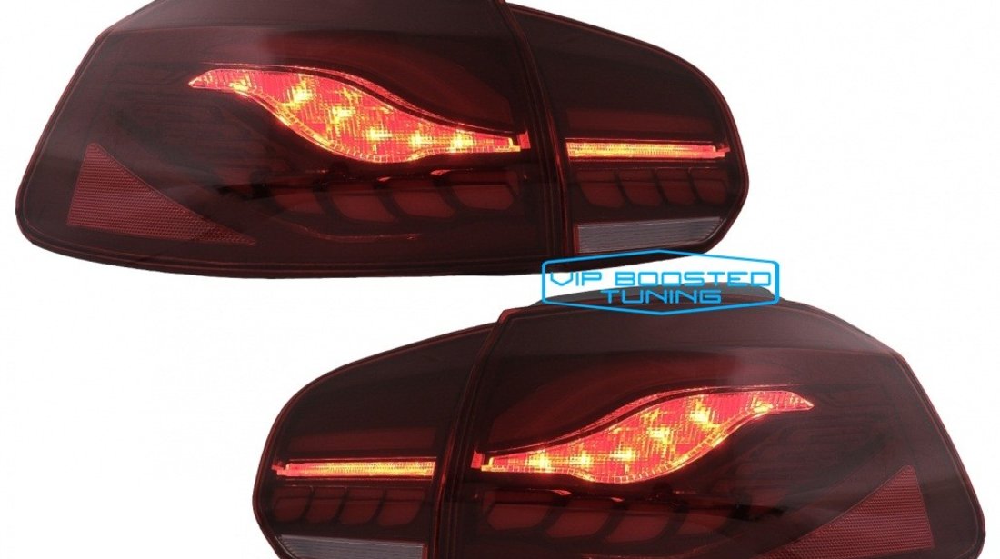 Set Stopuri Full LED VW Golf 6 VI (2008-2013) Rosu Fumuriu cu Semnal Dinamic