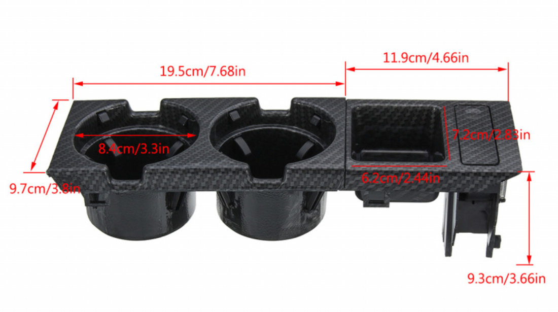 Set Suport 2 Pahare + Cutie Monede Am Bmw Seria 3 E46 1998-2005 Carbon EZC-BM-086