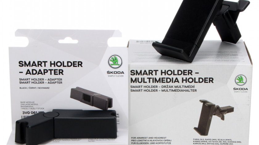 Set Suport Telefon / Tableta + Adaptor Suport Tetiera Oe Skoda Smart Holder - Multimedia Holder 3V0061129 + 3V0061128