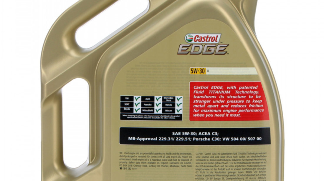 Set Ulei Motor Castrol Edge LL 5W-30 5L + Castrol Edge LL 5W-30 1L