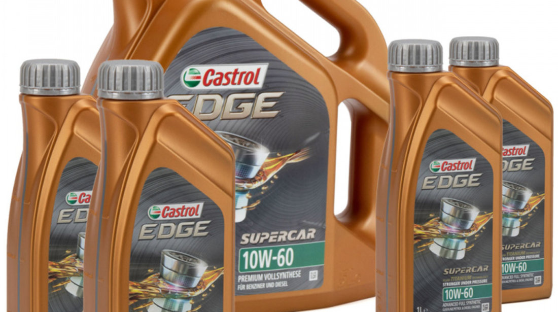 Set Ulei Motor Castrol Edge Titanium FST Supercar 10W-60 5L 1595CE + 4 Buc Ulei Motor Castrol Edge Titanium FST Supercar 10W-60 1L 1595CC